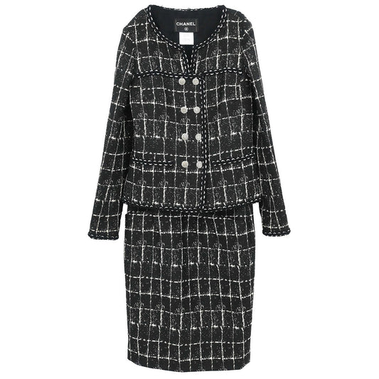 Chanel 2014 Setup Suit Jacket Skirt Tweed Black #36 #38