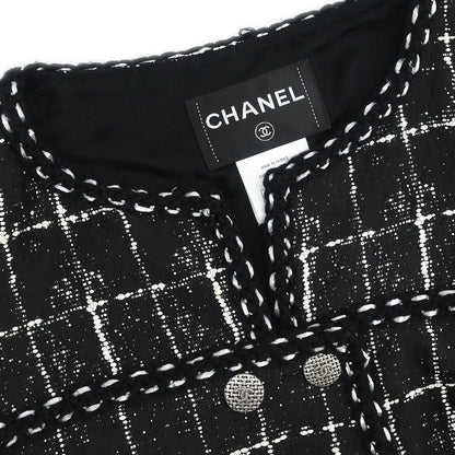 Chanel 2014 Setup Suit Jacket Skirt Tweed Black #36 #38