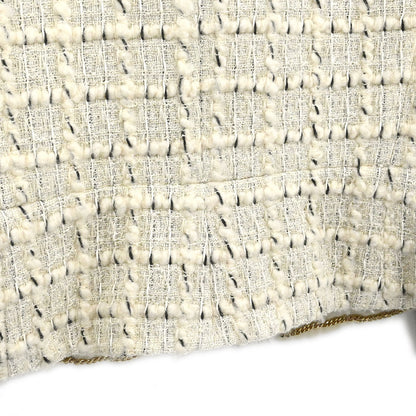 Chanel 2017 Single Breasted Tweed Jacket Ivory #38
