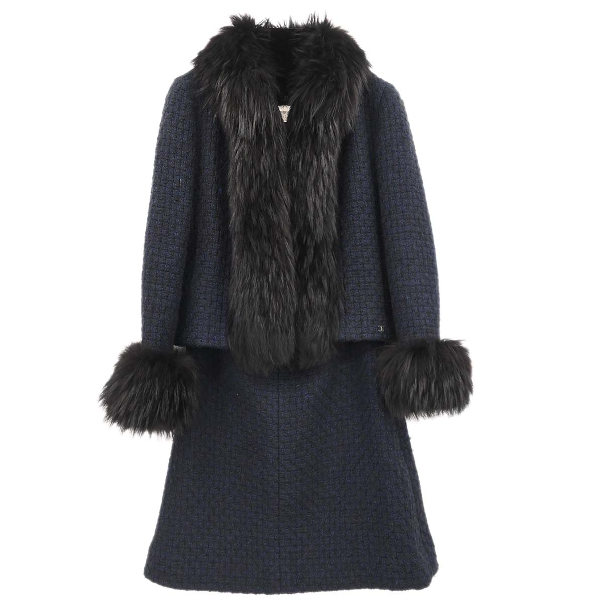 Chanel * 2000 Setup Suit Jacket Skirt Navy #40
