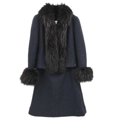 Chanel * 2000 Setup Suit Jacket Skirt Navy #40