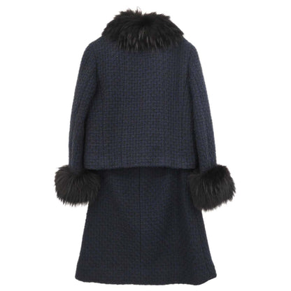 Chanel * 2000 Setup Suit Jacket Skirt Navy #40
