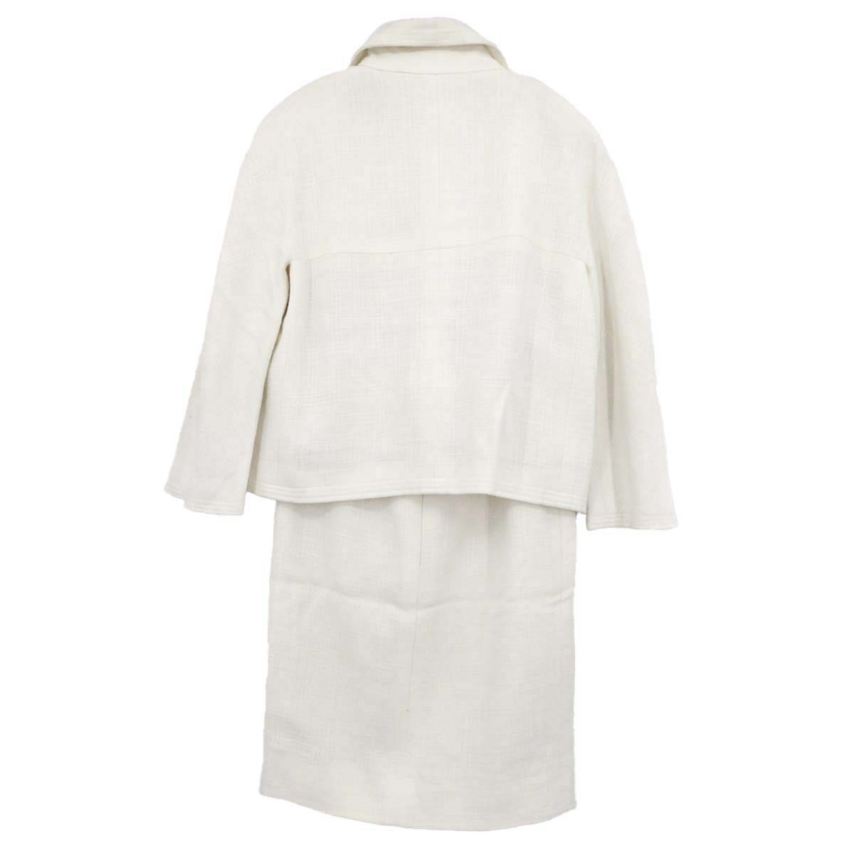 Chanel Setup Suit Jacket Skirt White #40