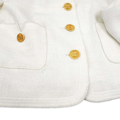 Chanel Setup Suit Jacket Skirt White #40