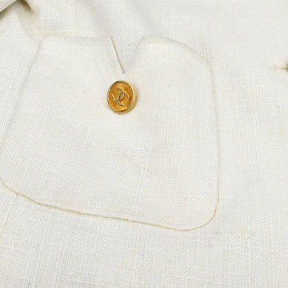 Chanel Setup Suit Jacket Skirt White #40