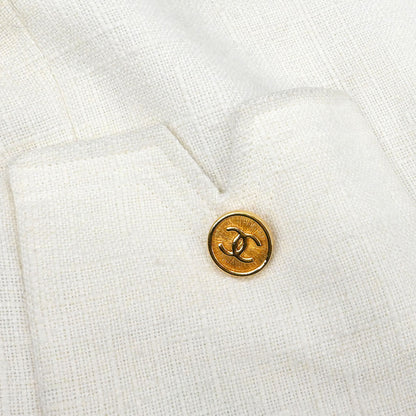Chanel Setup Suit Jacket Skirt White #40