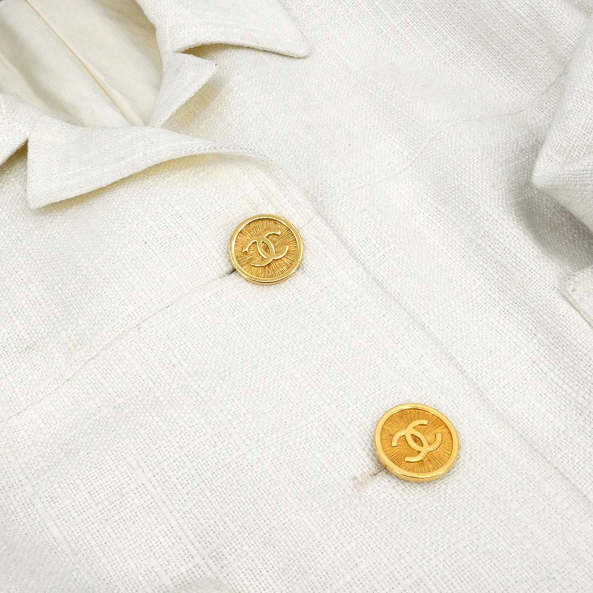 Chanel Setup Suit Jacket Skirt White #40