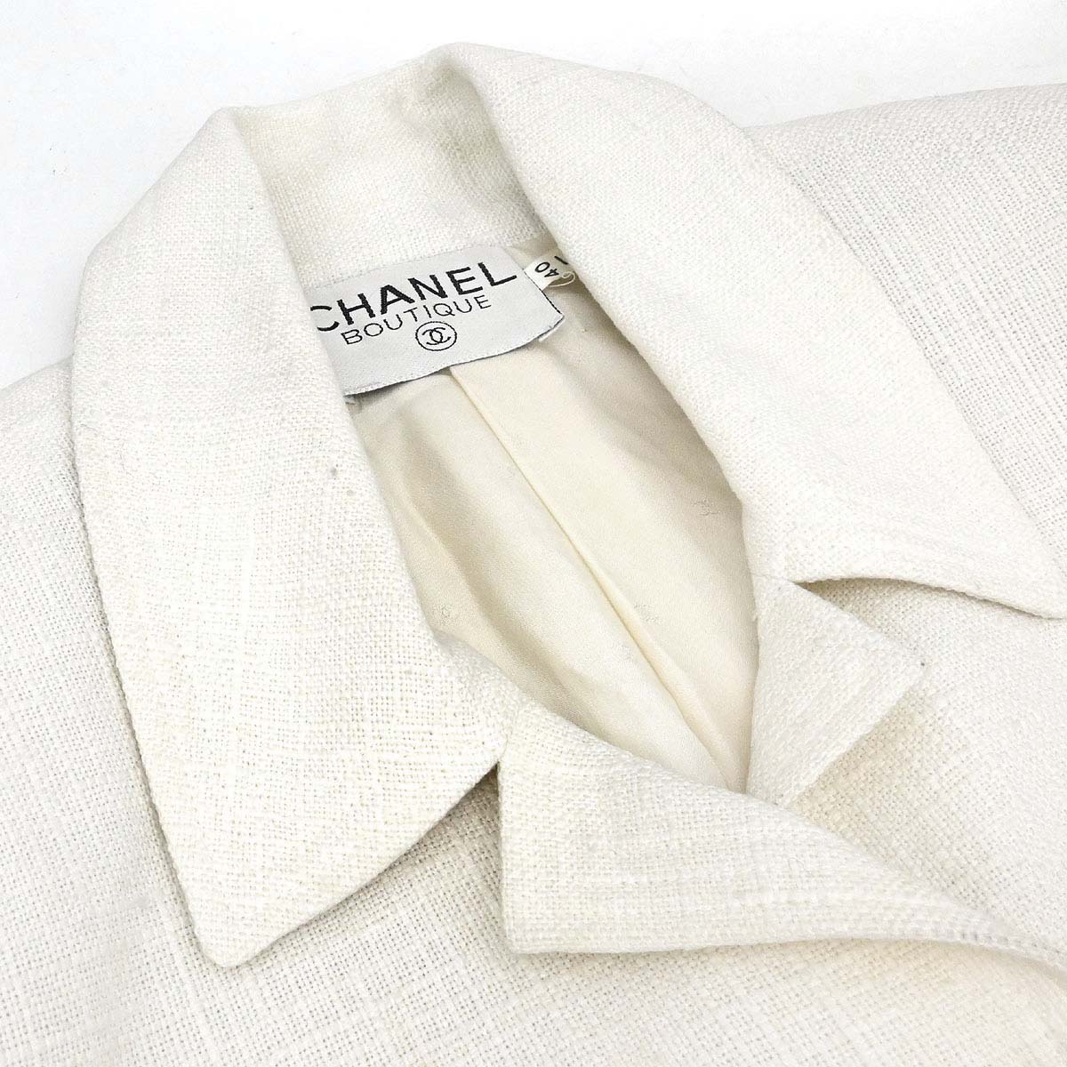 Chanel Setup Suit Jacket Skirt White #40