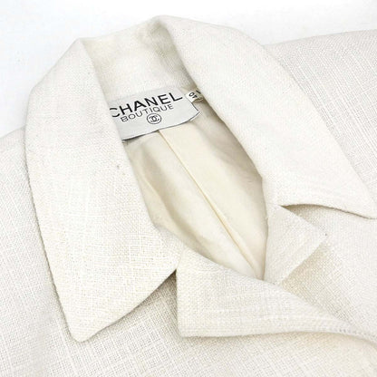 Chanel Setup Suit Jacket Skirt White #40
