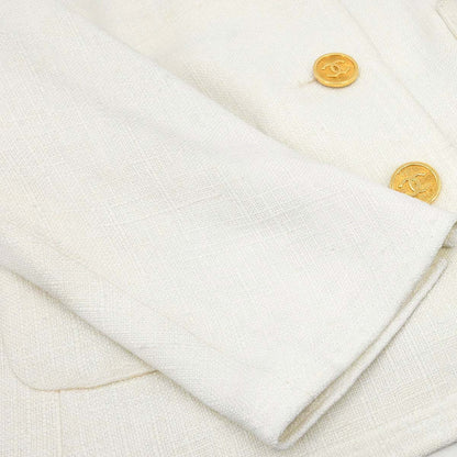 Chanel Setup Suit Jacket Skirt White #40