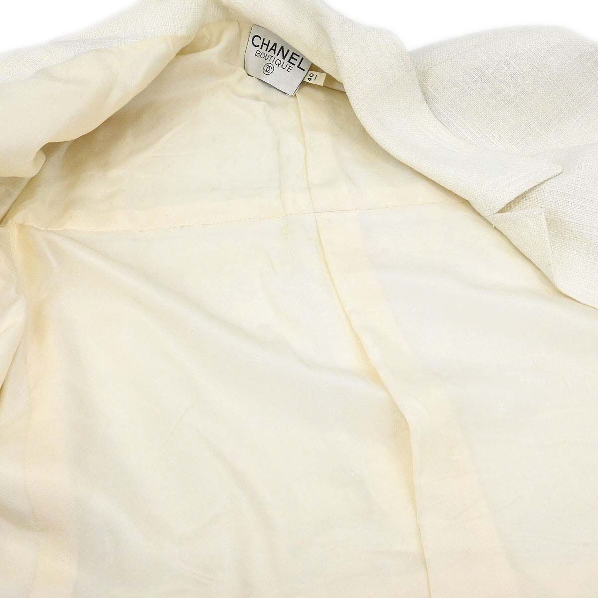 Chanel Setup Suit Jacket Skirt White #40