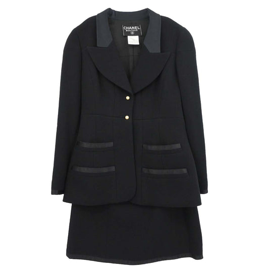 Chanel 1997 Setup Suit Jacket Skirt Black #40