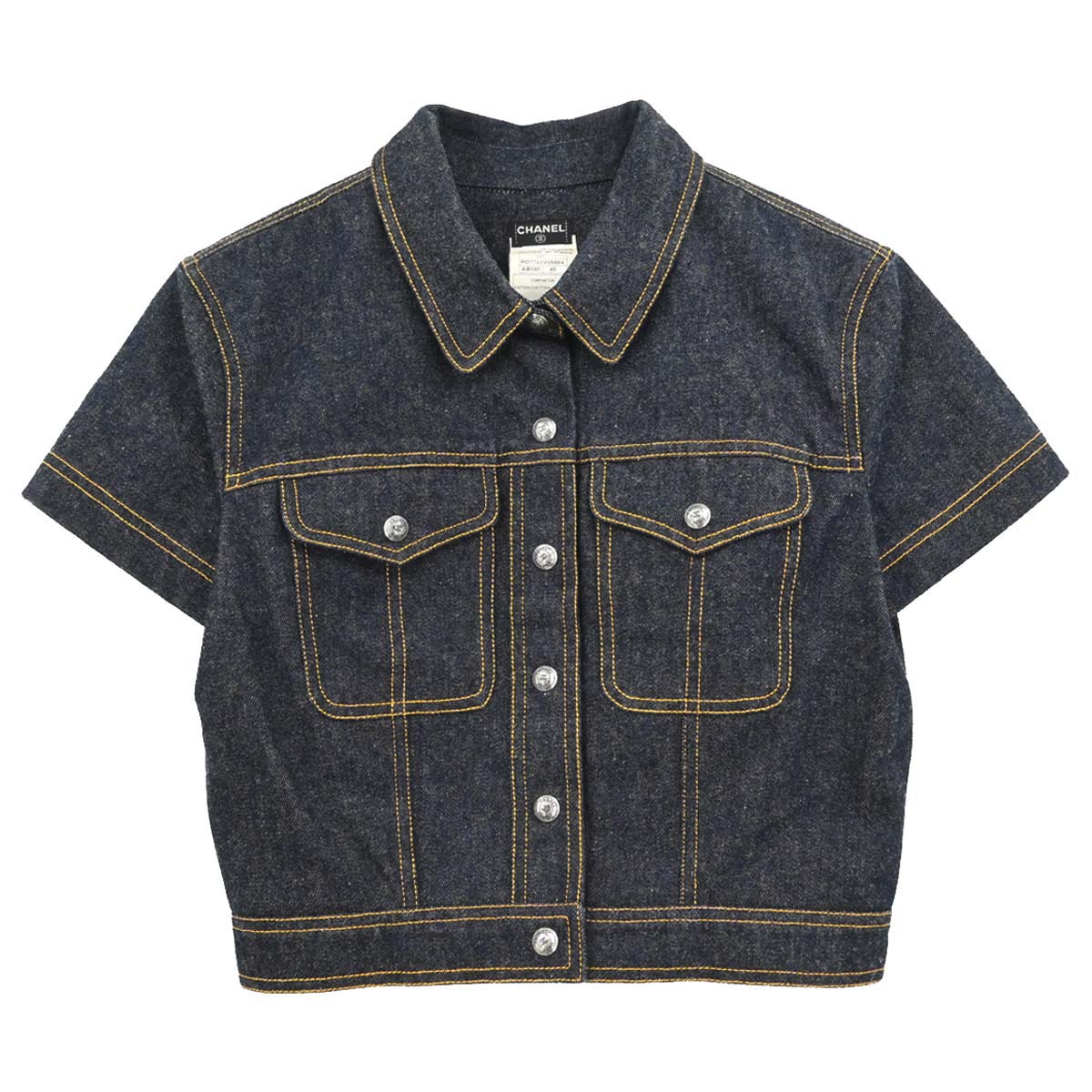 Chanel 1997 Short Sleeve Denim Jacket Indigo #40