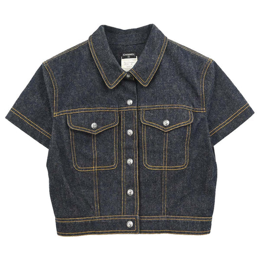 Chanel 1997 Short Sleeve Denim Jacket Indigo #40