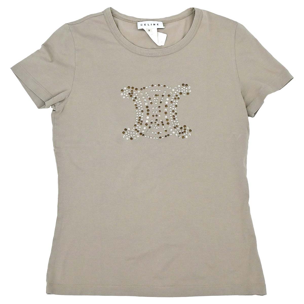 Celine Short Sleeve T-shirt Top Beige #S