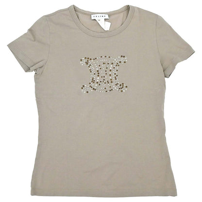 Celine Short Sleeve T-shirt Top Beige #S