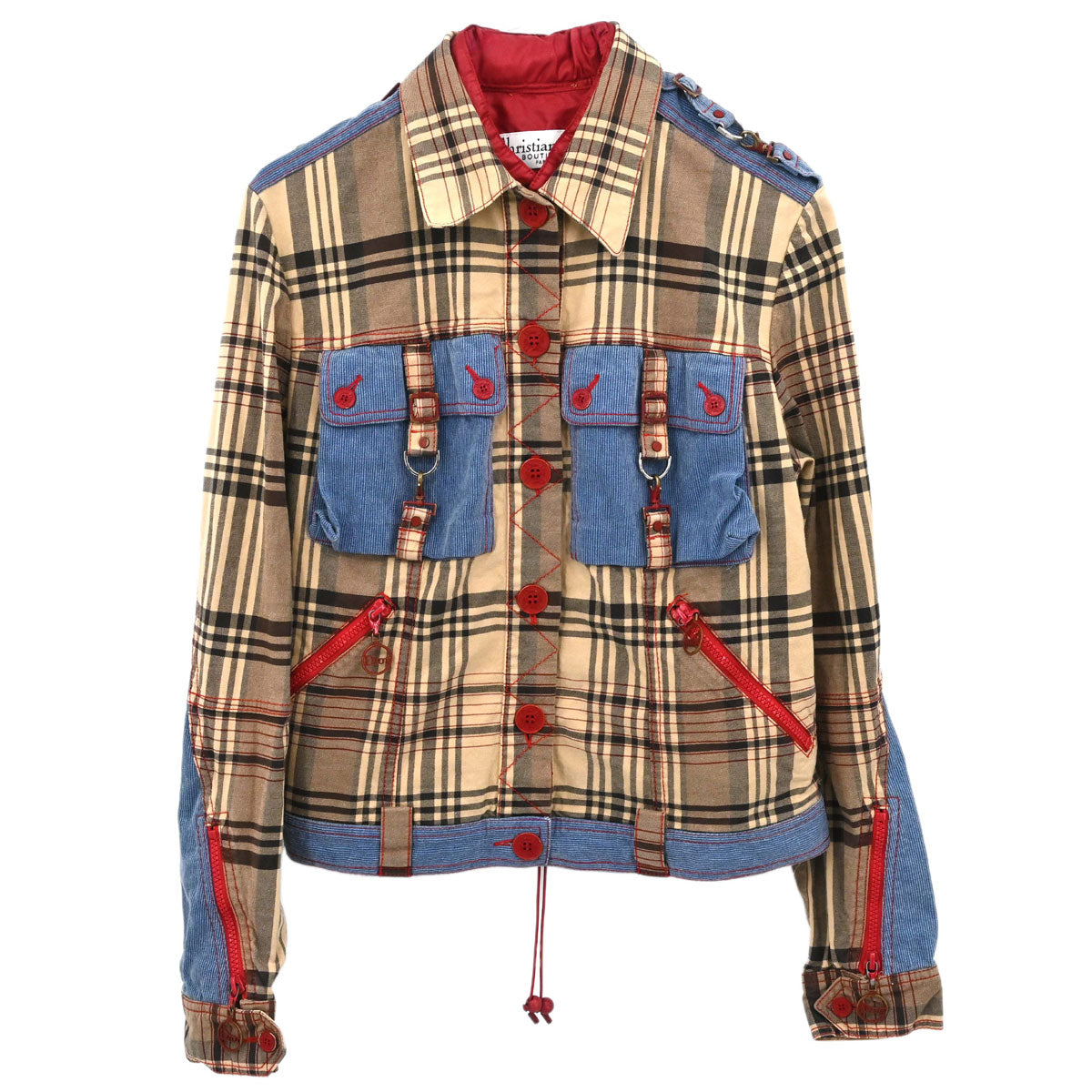 Christian Dior 2004 Jacket Check Denim Beige #40