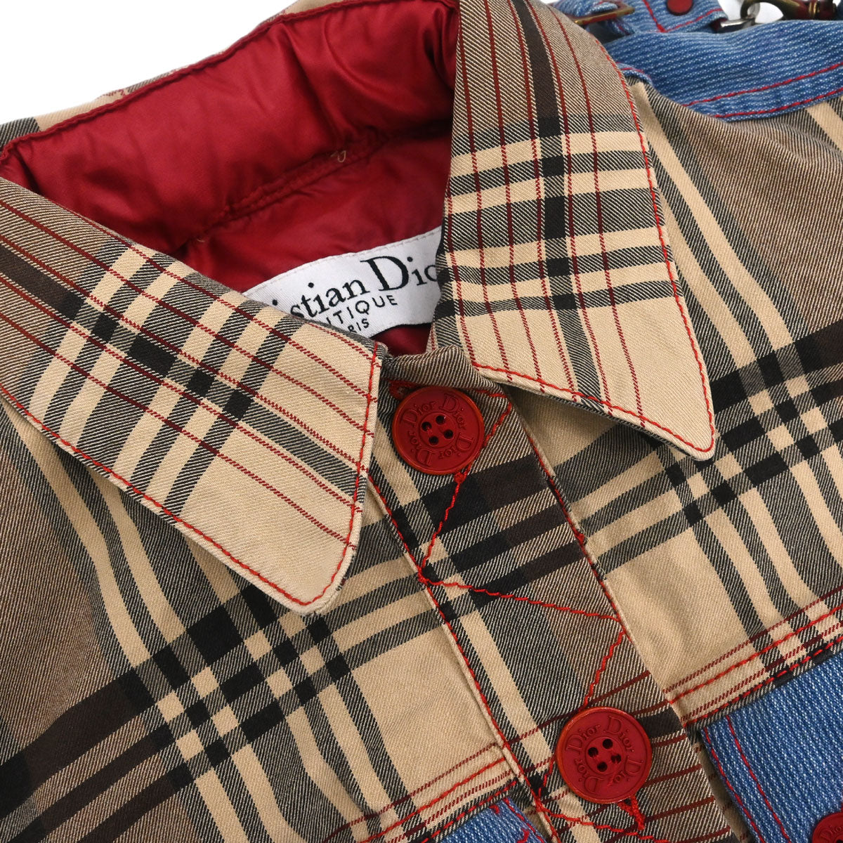 Christian Dior 2004 Jacket Check Denim Beige #40
