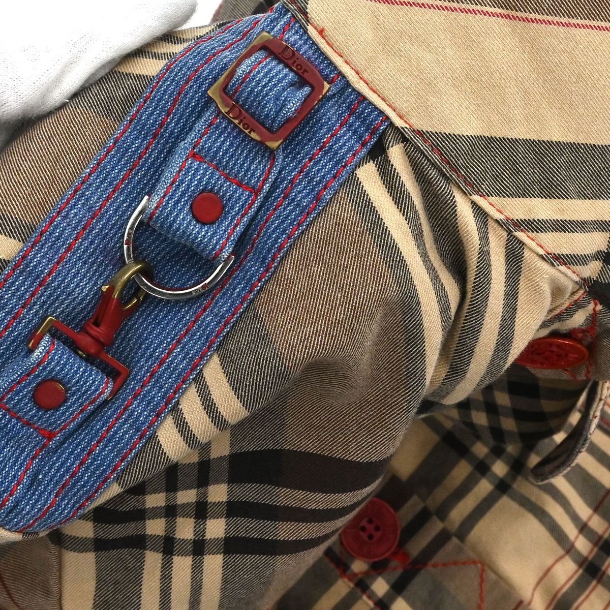 Christian Dior 2004 Jacket Check Denim Beige #40