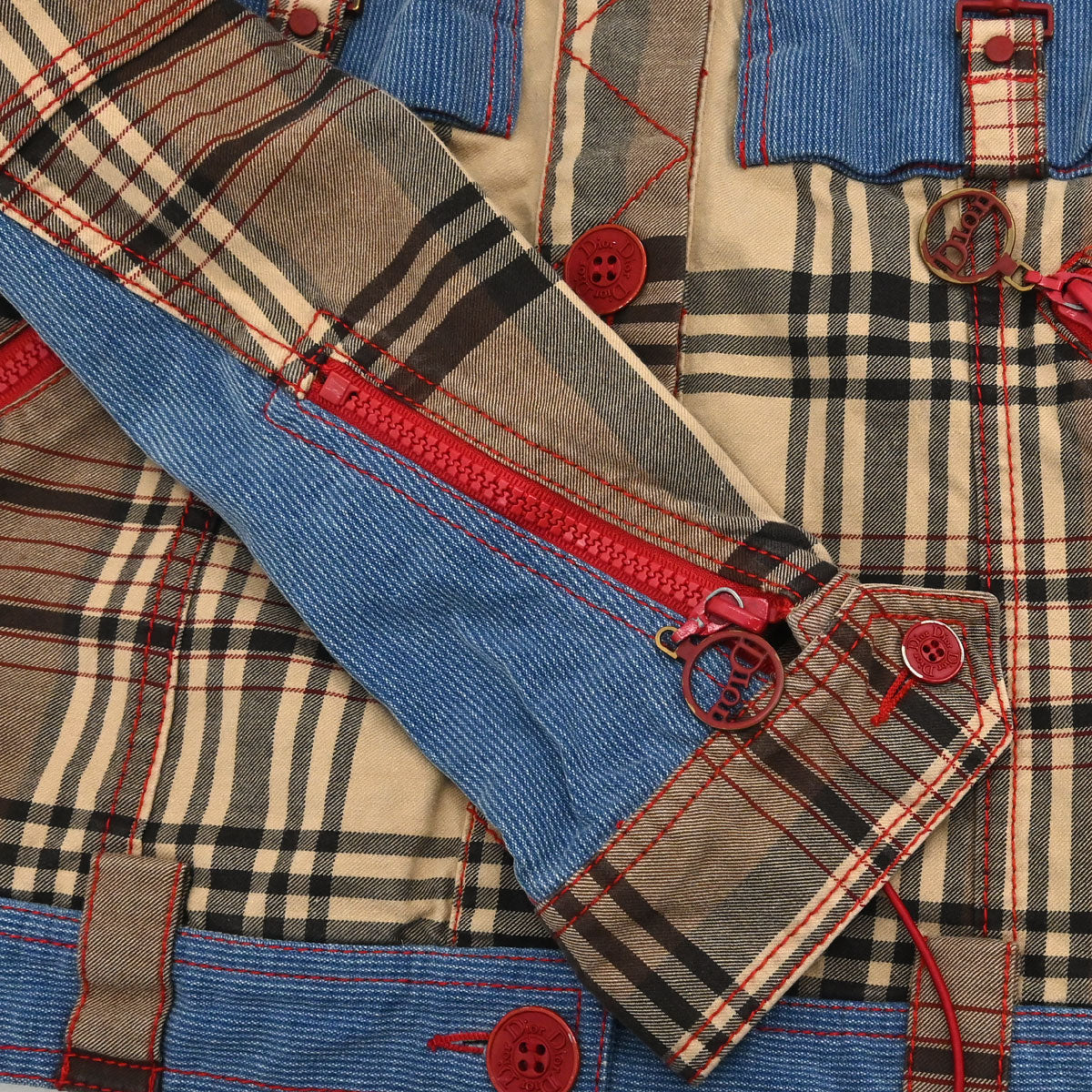 Christian Dior 2004 Jacket Check Denim Beige #40