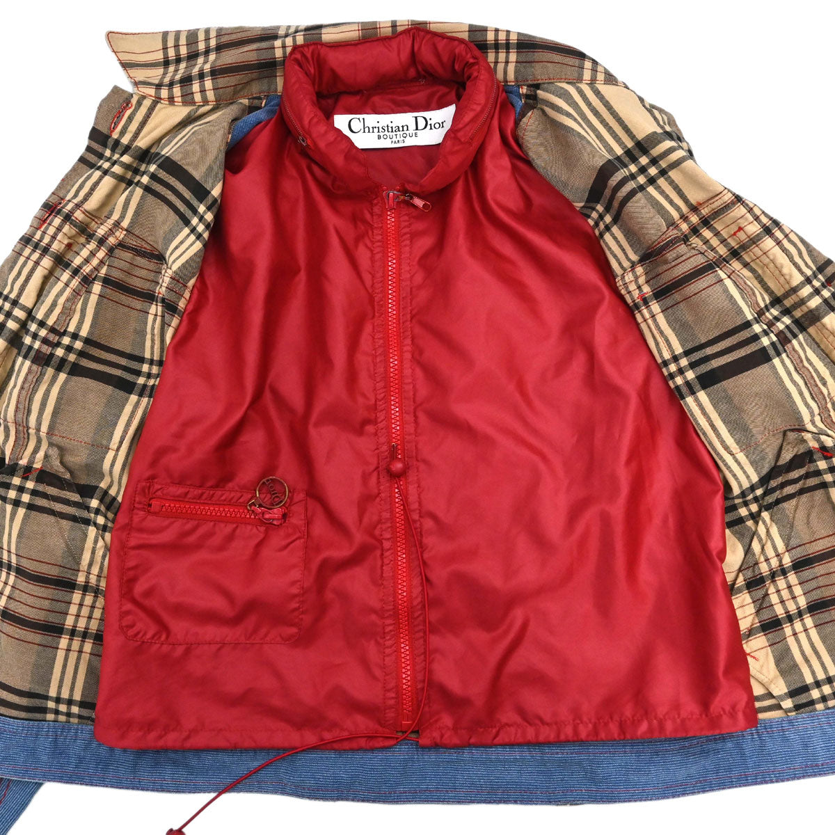 Christian Dior 2004 Jacket Check Denim Beige #40