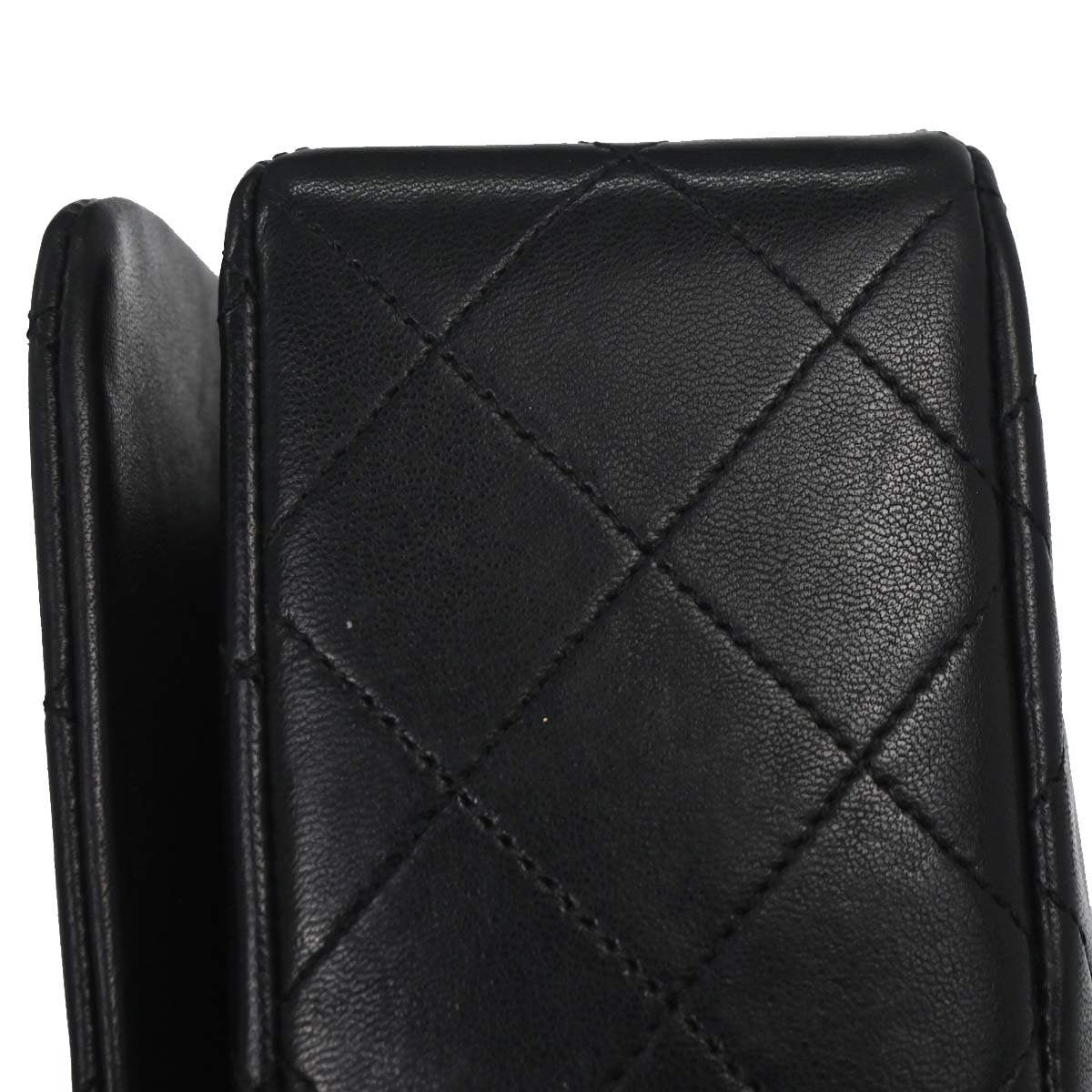 Chanel 1989-1991 Black Lambskin Turnlock Small Full Flap Shoulder Bag