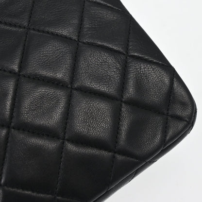Chanel 1989-1991 Black Lambskin Turnlock Small Full Flap Shoulder Bag