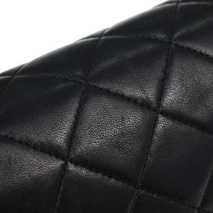 Chanel 1989-1991 Black Lambskin Turnlock Small Full Flap Shoulder Bag