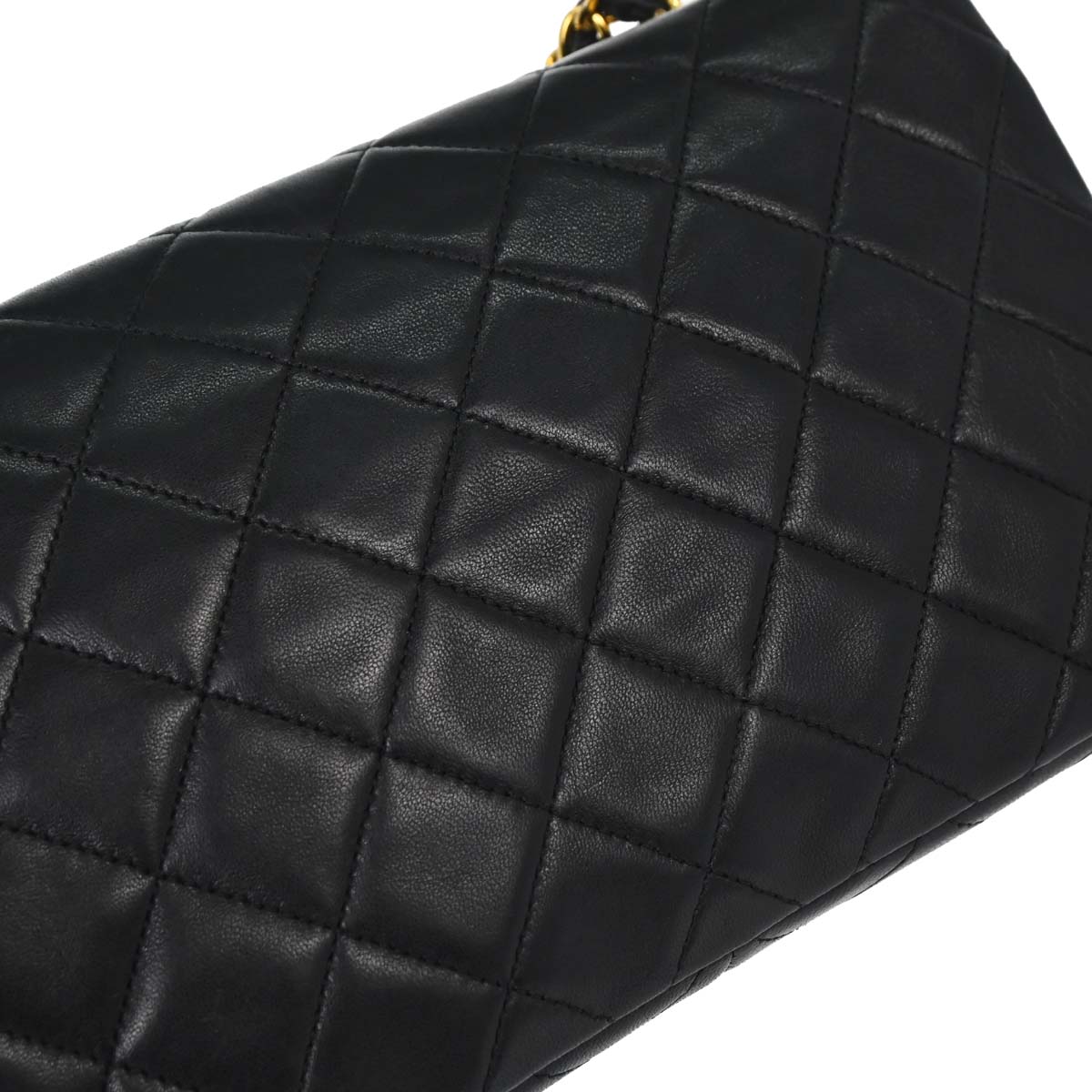 Chanel 1989-1991 Black Lambskin Turnlock Small Full Flap Shoulder Bag
