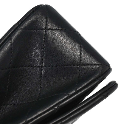 Chanel 1989-1991 Black Lambskin Turnlock Small Full Flap Shoulder Bag