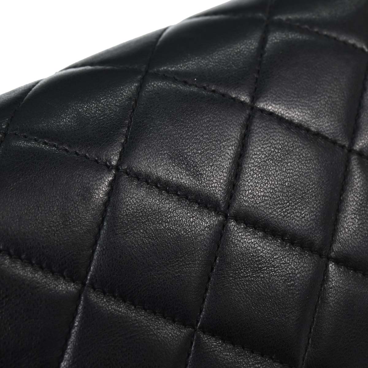 Chanel 1989-1991 Black Lambskin Turnlock Small Full Flap Shoulder Bag