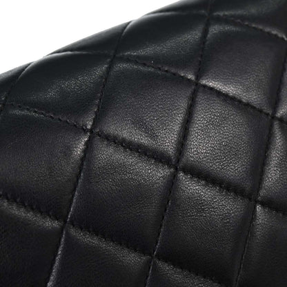 Chanel 1989-1991 Black Lambskin Turnlock Small Full Flap Shoulder Bag