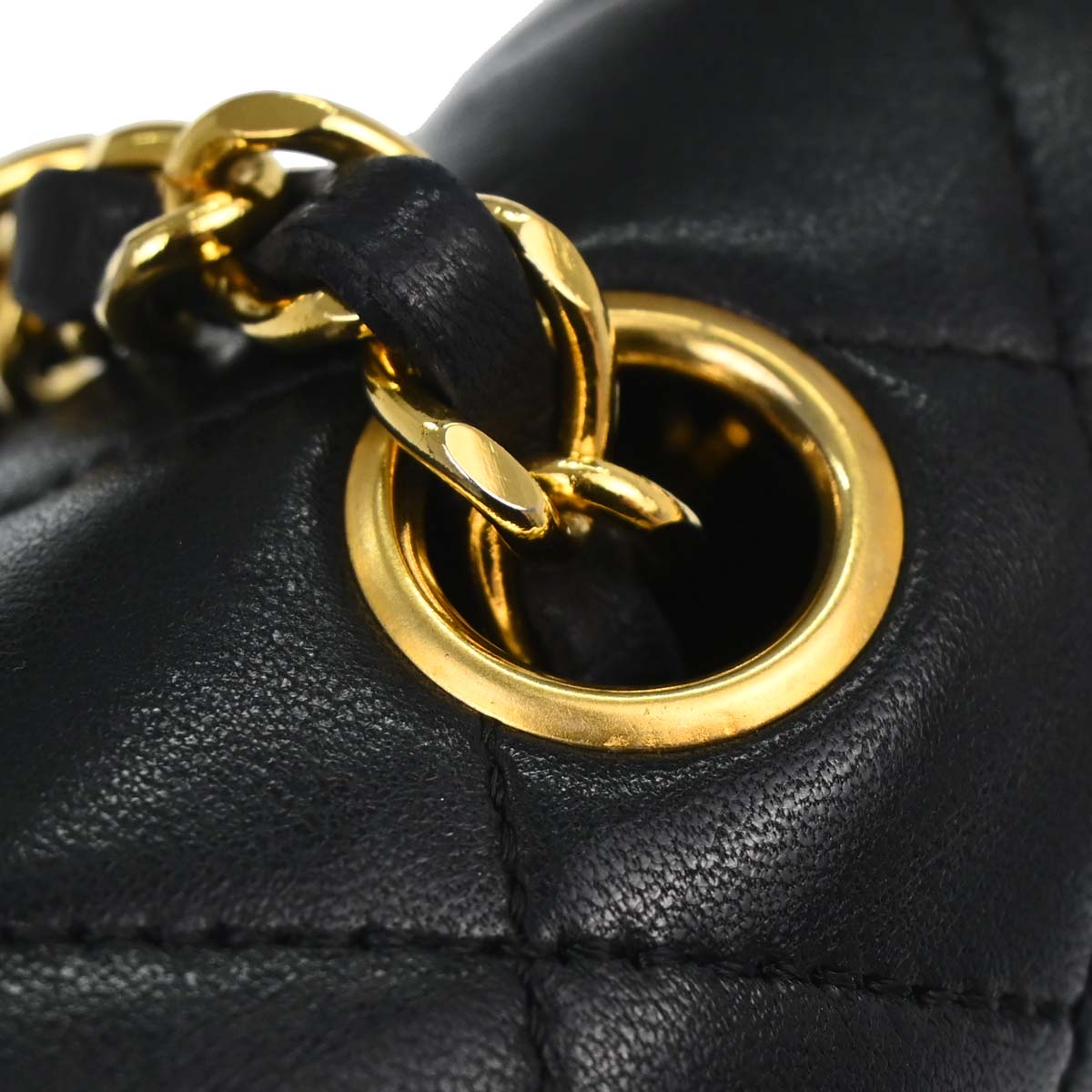 Chanel 1989-1991 Black Lambskin Turnlock Small Full Flap Shoulder Bag