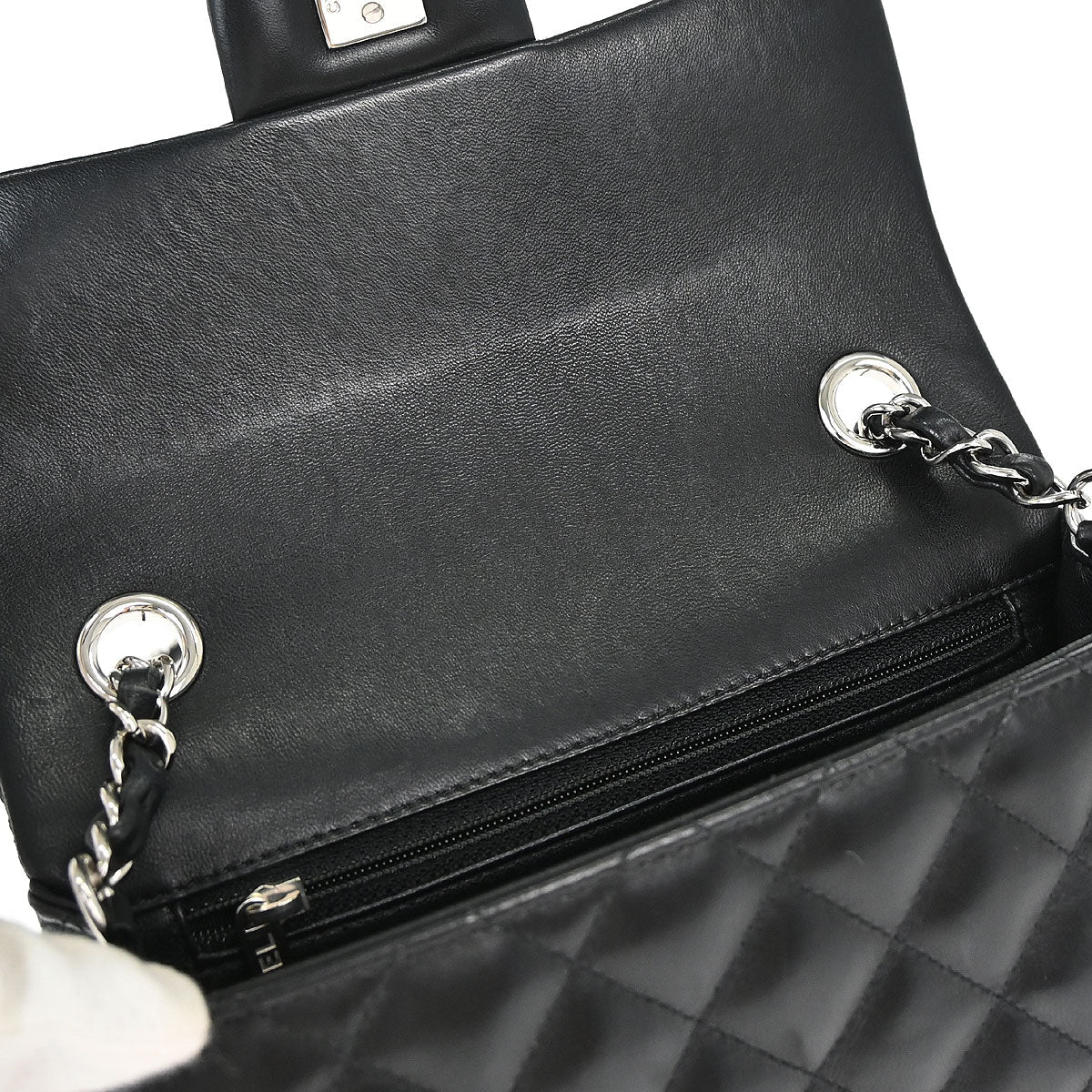 Chanel Black Lambskin Valentine Charm Flap Shoulder Bag