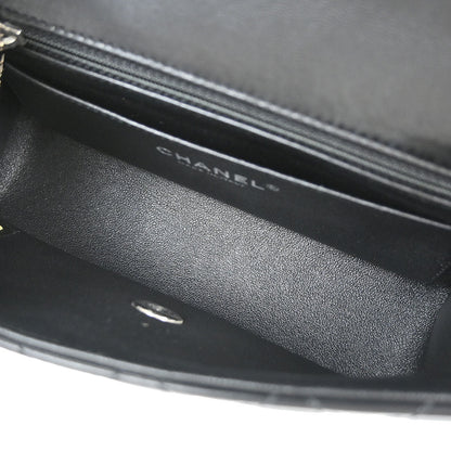 Chanel Black Lambskin Valentine Charm Flap Shoulder Bag