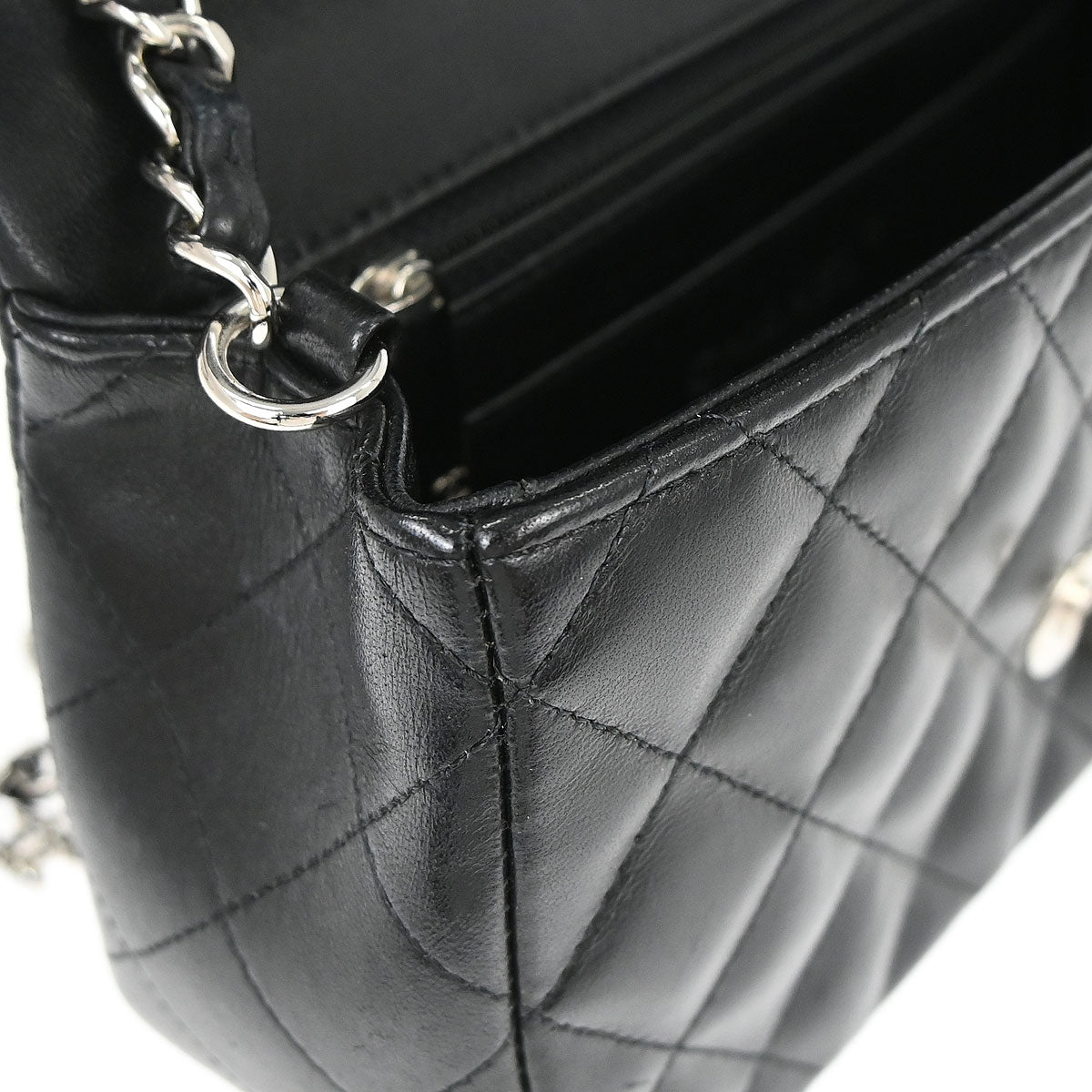 Chanel Black Lambskin Valentine Charm Flap Shoulder Bag