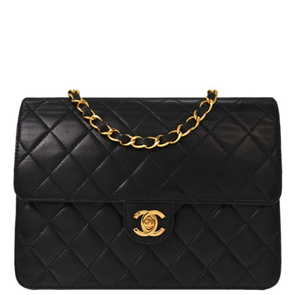 Chanel Black Lambskin Turnlock Small Half Flap Shoulder Bag