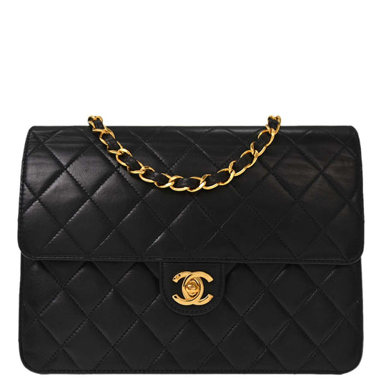 Chanel Black Lambskin Turnlock Small Half Flap Shoulder Bag