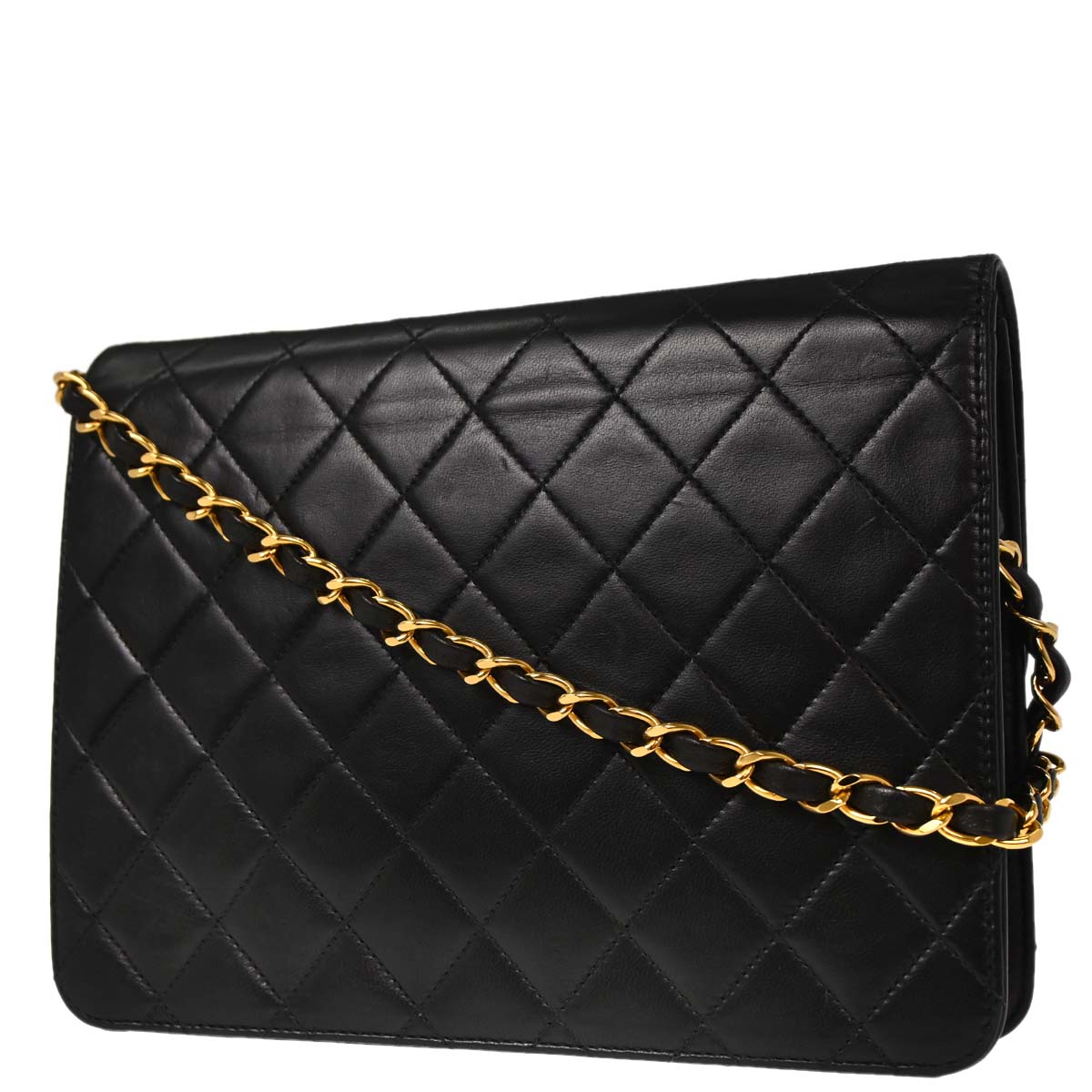 Chanel Black Lambskin Turnlock Small Half Flap Shoulder Bag