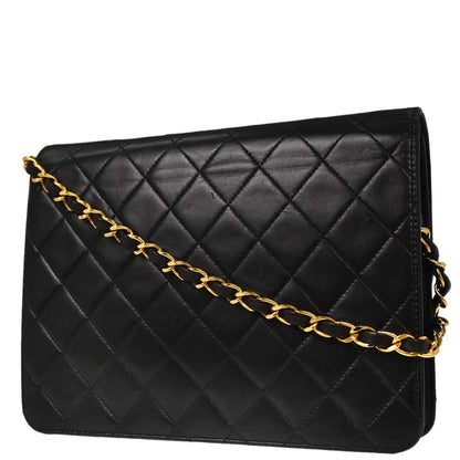 Chanel Black Lambskin Turnlock Small Half Flap Shoulder Bag