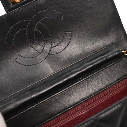 Chanel Black Lambskin Turnlock Small Half Flap Shoulder Bag