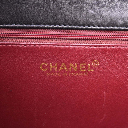 Chanel Black Lambskin Turnlock Small Half Flap Shoulder Bag