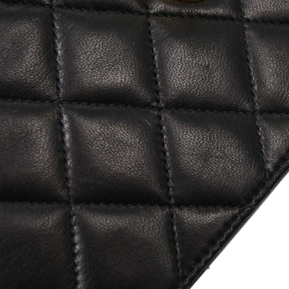 Chanel Black Lambskin Turnlock Small Half Flap Shoulder Bag