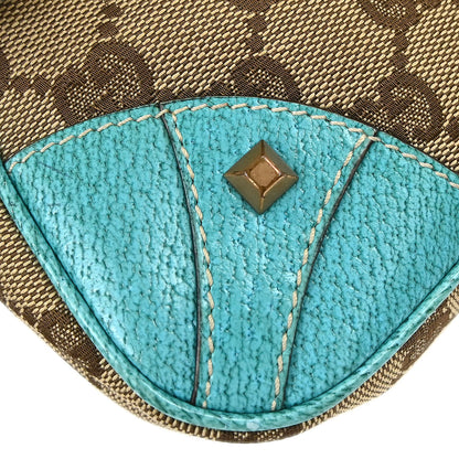 Gucci Beige Blue Canvas GG Chain Handbag