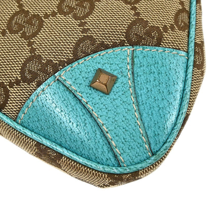 Gucci Beige Blue Canvas GG Chain Handbag