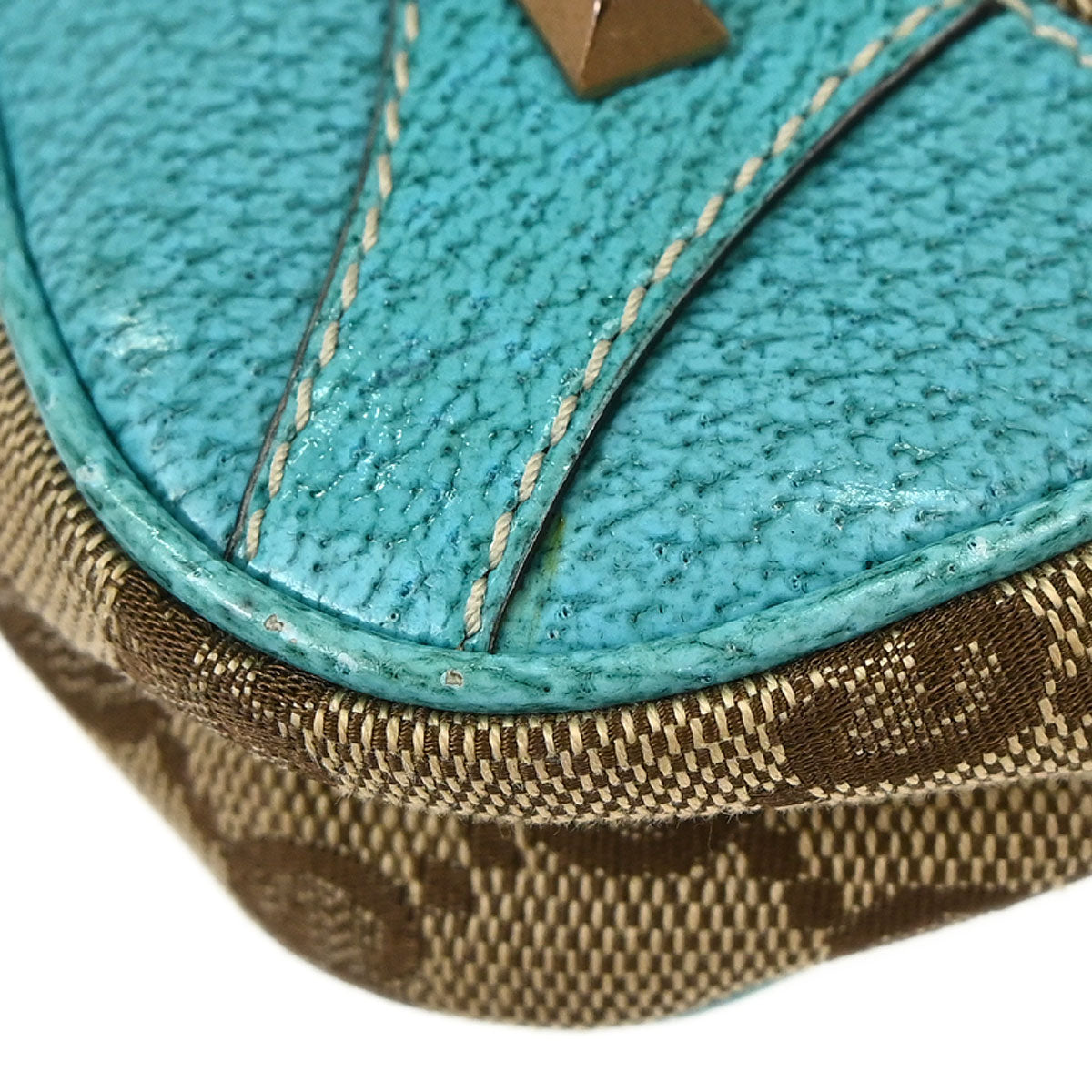 Gucci Beige Blue Canvas GG Chain Handbag
