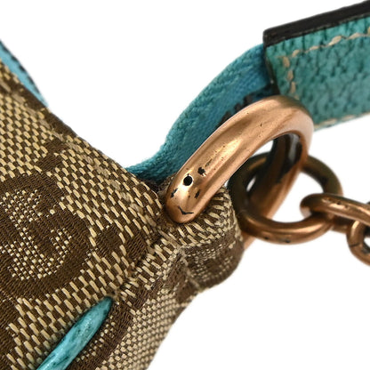 Gucci Beige Blue Canvas GG Chain Handbag