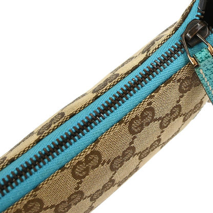Gucci Beige Blue Canvas GG Chain Handbag