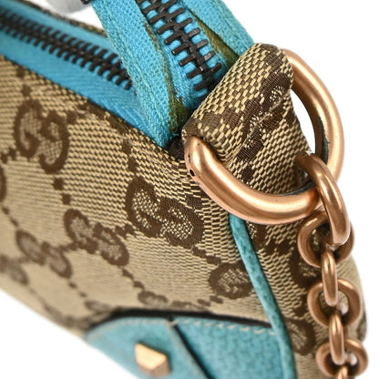 Gucci Beige Blue Canvas GG Chain Handbag