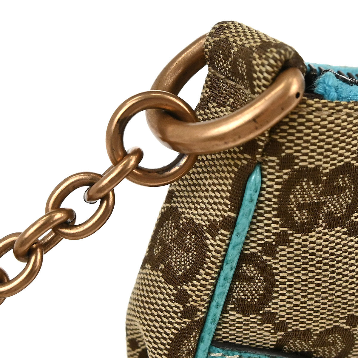 Gucci Beige Blue Canvas GG Chain Handbag